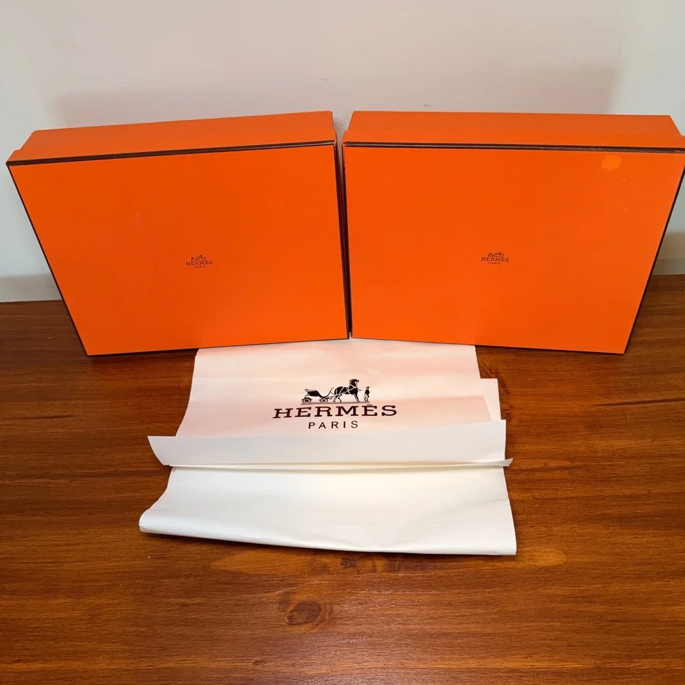Hermes Paris Gift Boxes 2 Pack Orange 11x9x3 Luxury Designer Storage Authentic